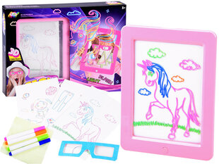 Valgustatud tahvel 3D-prillidega, roosa hind ja info | Arendavad mänguasjad | kaup24.ee