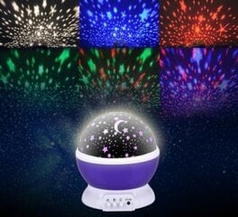 Ночная лампа 2in1 USB звездный проектор, фиолетовый цена и информация | Праздничные декорации | kaup24.ee