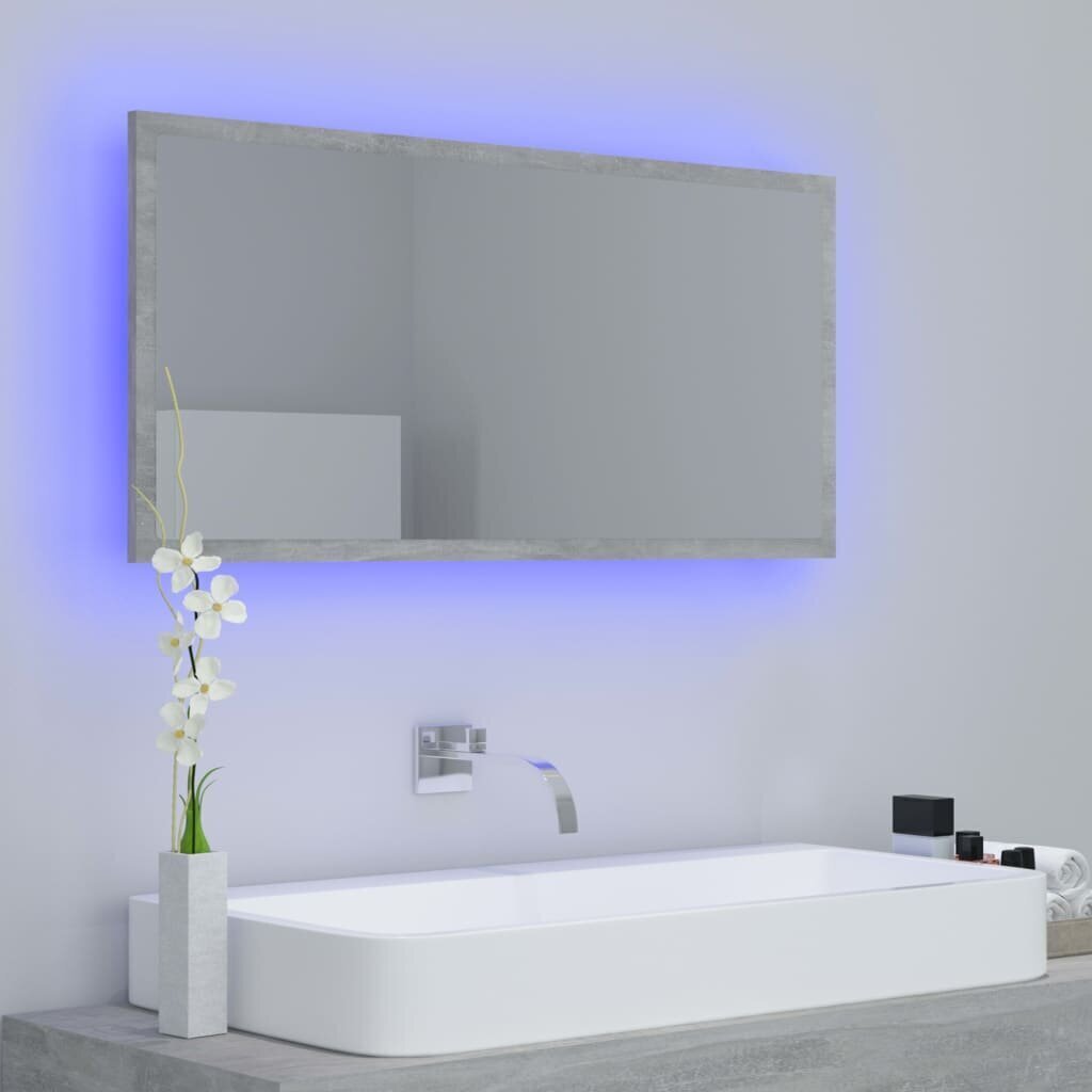 vidaXL LED vannitoa peeglikapp, betoonhall, 90x8,5x37 cm, akrüül hind ja info | Vannitoa peeglid | kaup24.ee