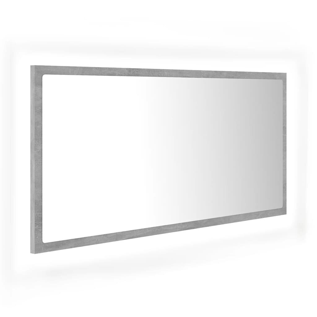 vidaXL LED vannitoa peeglikapp, betoonhall, 90x8,5x37 cm, akrüül hind ja info | Vannitoa peeglid | kaup24.ee