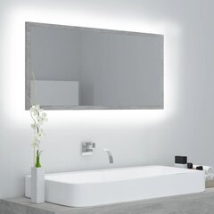 vidaXL LED vannitoa peeglikapp, betoonhall, 90x8,5x37 cm, akrüül цена и информация | Зеркала | kaup24.ee
