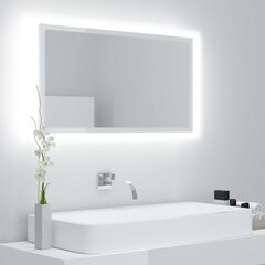 vidaXL LED vannitoa peeglikapp, kõrgläikega valge, 80x8,5x37cm, akrüül цена и информация | Зеркала | kaup24.ee