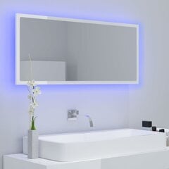 vidaXL LED vannitoa peeglikapp, kõrgläikega valge, 100x8,5x37, akrüül цена и информация | Зеркала | kaup24.ee