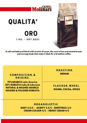 Molinari Qualita Oro кофейные зерна, 1 кг цена и информация | Кофе, какао | kaup24.ee