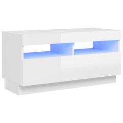 vidaXL telerialus LED-tuledega, kõrgläikega, valge, 80 x 35 x 40 cm hind ja info | TV alused | kaup24.ee