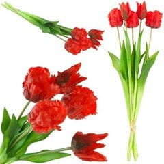 Искусственные тюльпаны Parrot, 5 шт., красные цена и информация | Детали интерьера | kaup24.ee