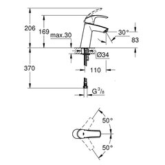 Grohe Eurosmart pusaukštis praustuvo maišytuvas, 23324001 hind ja info | Vannitoa segistid | kaup24.ee