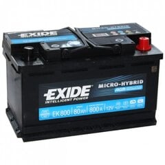 Aku Exide MicroHybrid Start-Stop AGM 80Ah 800A (EK800) hind ja info | Akud | kaup24.ee