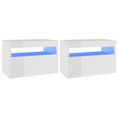 vidaXL telerialus LED-tuledega, 2 tk, kõrgläikega, valge, 60x35x40 cm цена и информация | Тумбы под телевизор | kaup24.ee