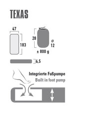 Õhkmadrats High Peak Thermal Texas integreeritud pumbaga ühekordne 183 x 47 x 6,5 cm, must цена и информация | Надувные матрасы и мебель | kaup24.ee
