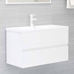 vidaXL valamukapp sisseehitatud valamuga, valge, puitlaastplaat цена и информация | Комплекты в ванную | kaup24.ee