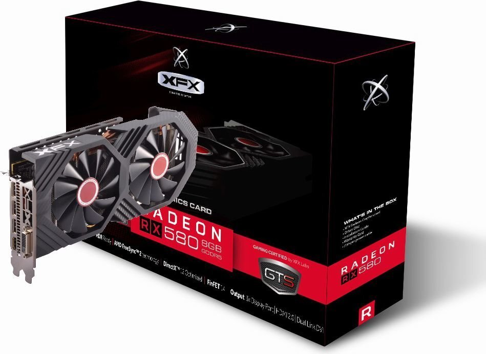 XFX Radeon RX 580 GTS XXX OC+, 8GB GDDR5, DVI-D, HDMI, 3xDP, BOX (RX-580P8DFD6) hind ja info | Videokaardid (GPU) | kaup24.ee