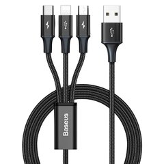 USB cable 3in1 Baseus Rapid Series, USB to micro USB / USB-C / Lightning, 3.5A, 1.2m (Black) цена и информация | Кабели для телефонов | kaup24.ee