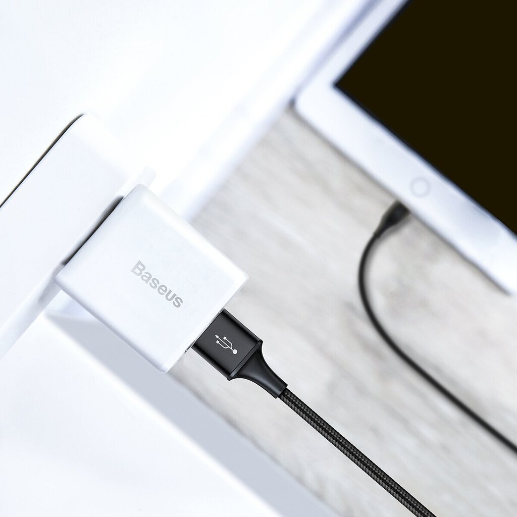 USB cable 3in1 Baseus Rapid Series, USB to micro USB / USB-C / Lightning, 3.5A, 1.2m (Black) hind ja info | Mobiiltelefonide kaablid | kaup24.ee