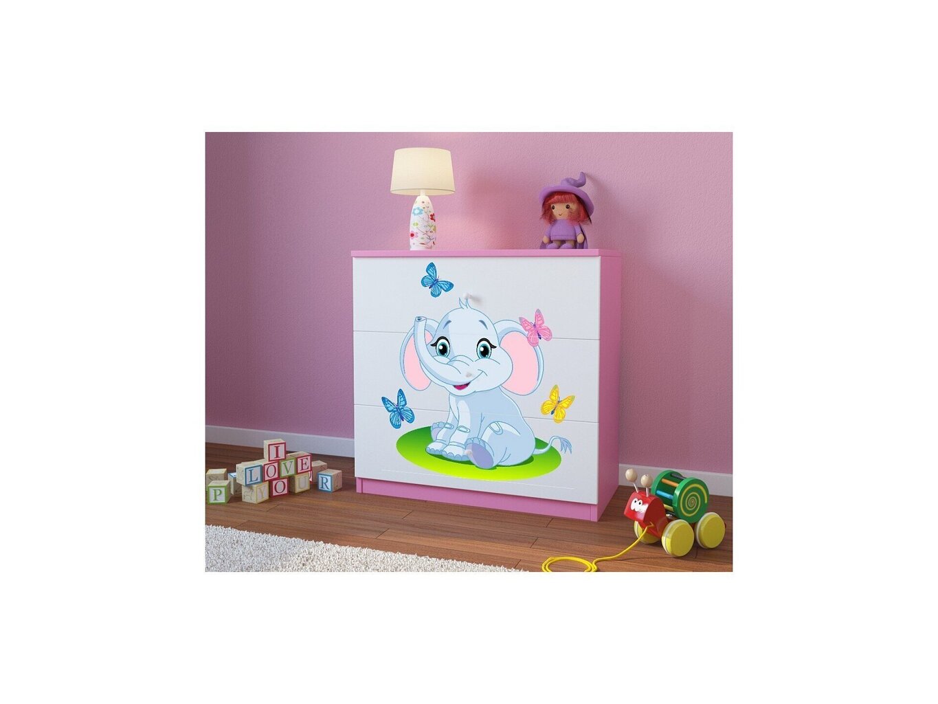 Kummut Babydreams - Väike elevant, roosa цена и информация | Kummutid | kaup24.ee