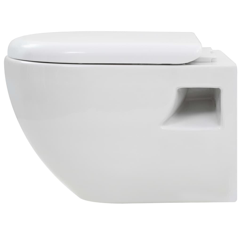 vidaXL seinale kinnituv WC-pott peidetud keraamilise loputuskastiga hind ja info | WС-potid | kaup24.ee