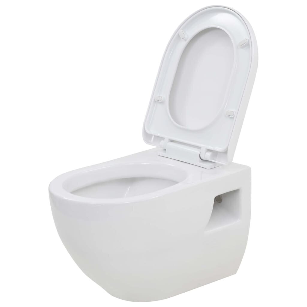 vidaXL seinale kinnituv WC-pott peidetud keraamilise loputuskastiga hind ja info | WС-potid | kaup24.ee