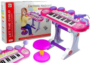 Детское пианино с микрофоном и стулом, розовое цена и информация | Развивающие игрушки и игры | kaup24.ee