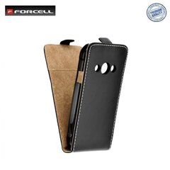 Вертикально открывающийся чехол Forcell Flexi Slim Flip для Samsung J330F Galaxy J3 (2017), Черный цена и информация | Чехлы для телефонов | kaup24.ee