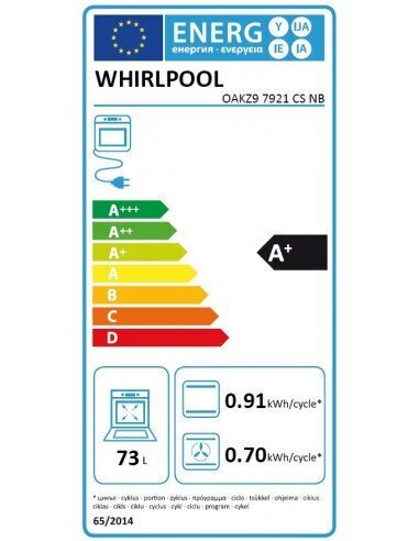 Whirlpool OAKZ97921CSNB, integreeritav ahi, 73 L, must hind ja info | Ahjud | kaup24.ee