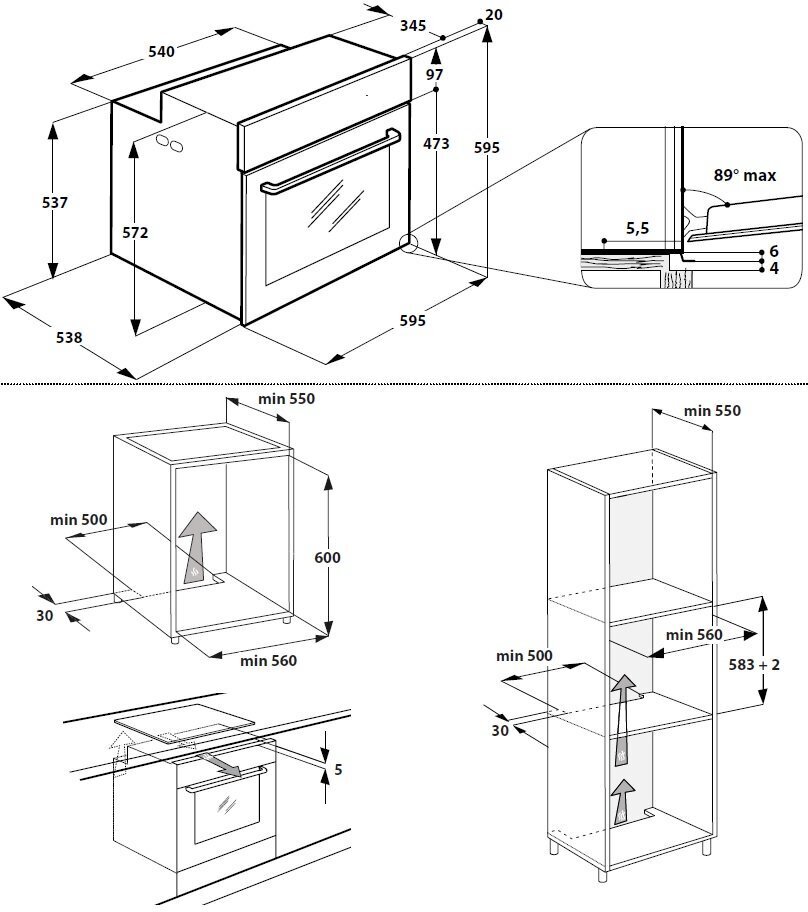 Whirlpool OAKZ97921CSNB, integreeritav ahi, 73 L, must цена и информация | Ahjud | kaup24.ee