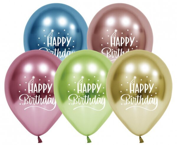 Lateks metalliseeritud õhupallide komplekt 5 tk, "Palju õnne sünnipäevaks" hind ja info | Õhupallid | kaup24.ee