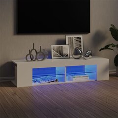 vidaXL telerialus LED-tuledega, kõrgläikega, valge, 135x39x30 cm hind ja info | TV alused | kaup24.ee