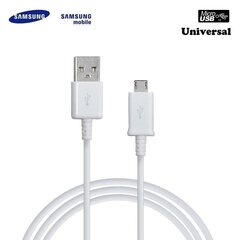 Andmete ja laadimise kaabel Samsung ECB-DU4EWE Universaalne Micro USB 2.0 1.5m, valge (OEM) цена и информация | Кабели для телефонов | kaup24.ee