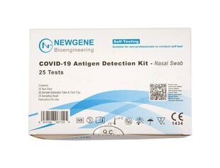 Antigeeni kiirtest / Koroonaviiruse test / Covid-19 kiirtest Newgene Sars-CoV-2 (ninakaabe) CE sertifitseeritud, 25 tk цена и информация | Экспресс-тесты на COVID-19 | kaup24.ee