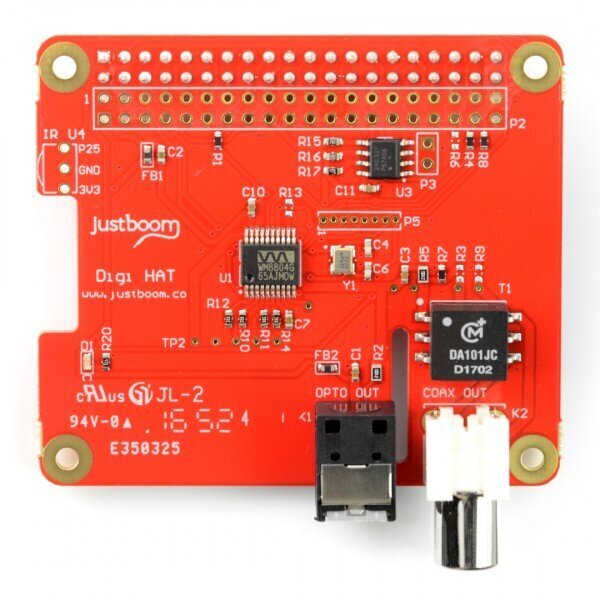 JustBoom Digi Hat helikaart Raspberry Pi 4/3/2 / B + hind ja info | Robootika, konstruktorid ja tarvikud | kaup24.ee