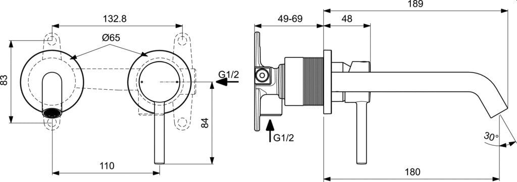 Valamusegisti Ideal Standard Ceraline, tila 180 mm universaalse põhikomplektiga, kroom A6938AA, A1313NU цена и информация | Vannitoa segistid | kaup24.ee