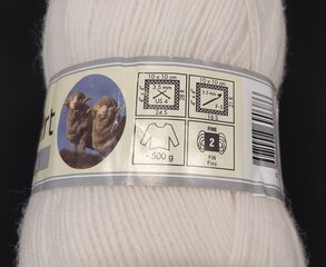 Нитки для вязания YarnArt Wool, цвет белый 501BAL цена и информация | Принадлежности для вязания | kaup24.ee