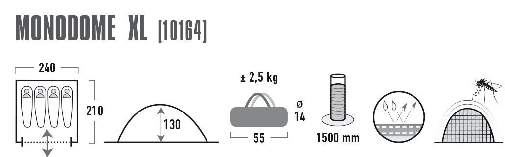 High Peak telk Monodome XL, sinine / hall hind ja info | Telgid | kaup24.ee