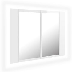 vidaXL LED-peeglikapp kõrgläikega valge 60x12x45 cm, akrüül цена и информация | Шкафчики для ванной | kaup24.ee