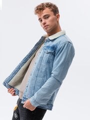 Мужская куртка джинсовая ткань Sherpa Ombre C523, голубой цена и информация | Мужские куртки | kaup24.ee