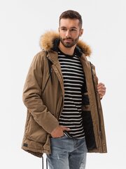 Куртка мужская зимняя с капюшоном Ombre C512, бежевая цена и информация | Мужские куртки | kaup24.ee