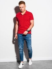Мужская хлопковая рубашка-поло S1374, красная цена и информация | Мужские футболки | kaup24.ee