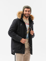 Куртка мужская зимняя с капюшоном Ombre C512, черная цена и информация | Мужские куртки | kaup24.ee