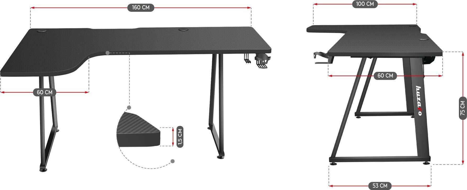 Mängulaud Huzaro Hero 7.7 hind ja info | Arvutilauad, kirjutuslauad | kaup24.ee