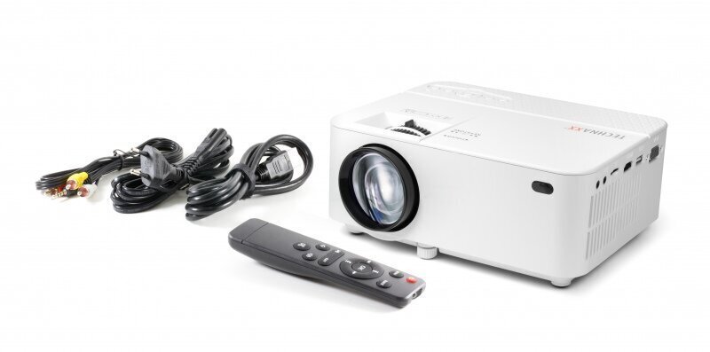 Projektor Technaxx Mini-LED HD Beamer TX-127 HD Mini projector with multimedia player. Projection size from 27 "to 150". speaker 3 W. Long lifespan of LEDs 40,000 hours. Ability to connect to a computer / laptop, tablet, smartphone and game console via AV цена и информация | Projektorid | kaup24.ee