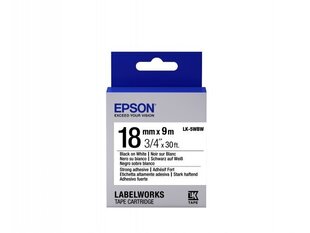 Epson Label Cartridge LK-5WBW Strong Adhesive Black on White 18mm (9m) • Extra-strength adhesive
• 9mm to 18mm width
• Black text on a yellow, white or transparent background
• Epson labels are designed to last
• Durable labels resist water and withstand hot and cold conditions
• Great-value 9-metre label tapes цена и информация | Картриджи для струйных принтеров | kaup24.ee