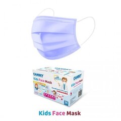 Childrens 3 layer medical face masks 50 pcs, Blue hind ja info | Esmaabi | kaup24.ee
