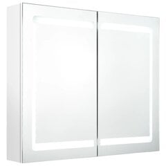 vidaXL LED vannitoa peegelkapp, säravvalge, 80 x 12 x 68 cm hind ja info | Vannitoakapid | kaup24.ee