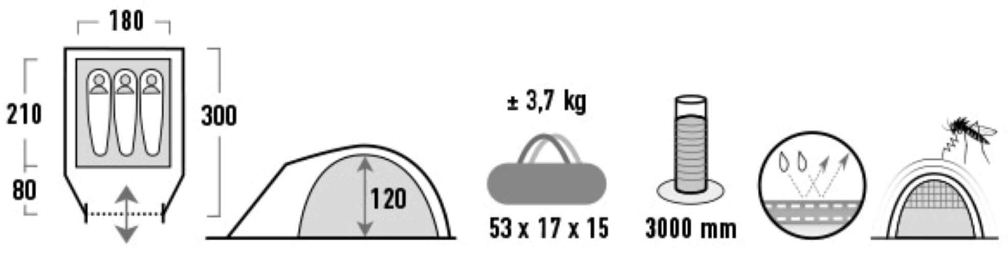 High Peak telk Nevada 3.0, hall цена и информация | Telgid | kaup24.ee