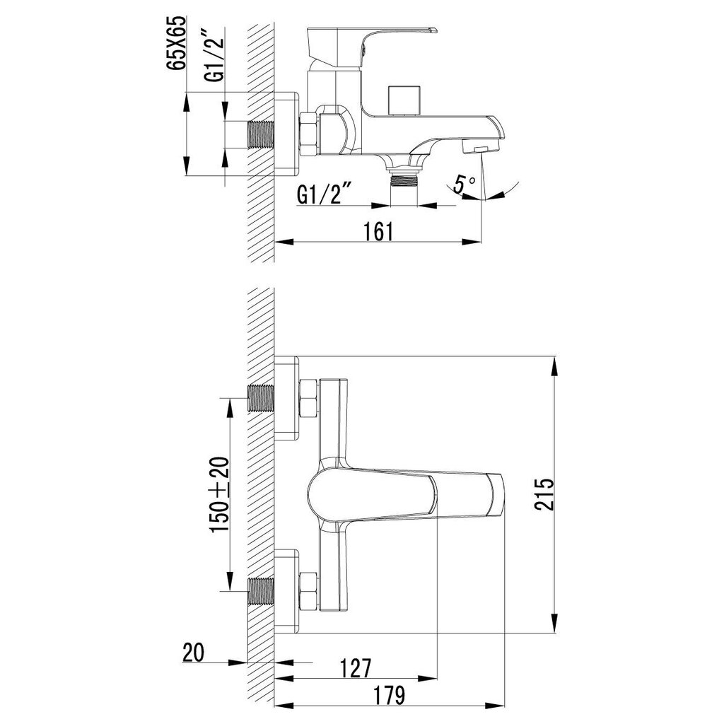 Monoliitse tilaga vannisegisti Lemark LM1612C Factor hind ja info | Vannitoa segistid | kaup24.ee