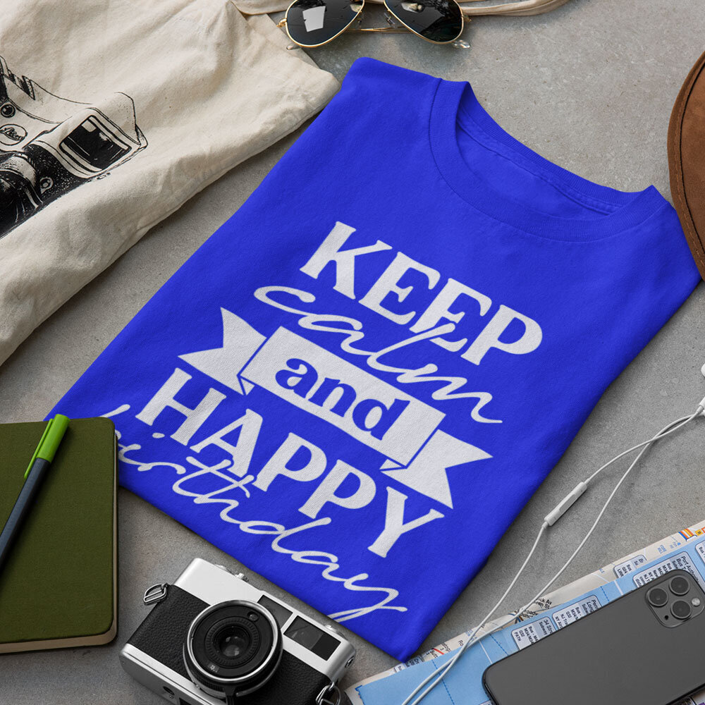 T-särk "Keep calm and happy birthday" hind ja info |  Originaalsed T-särgid | kaup24.ee