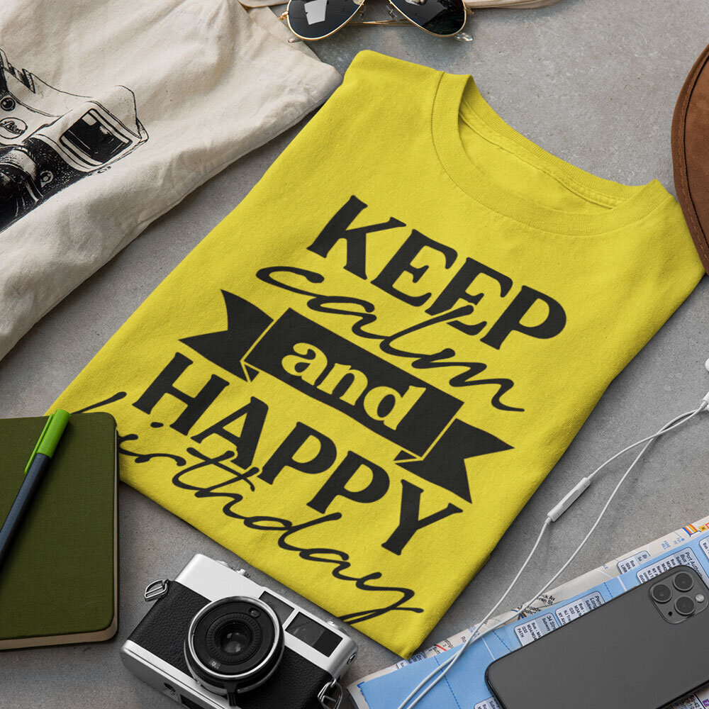 T-särk "Keep calm and happy birthday" hind ja info |  Originaalsed T-särgid | kaup24.ee