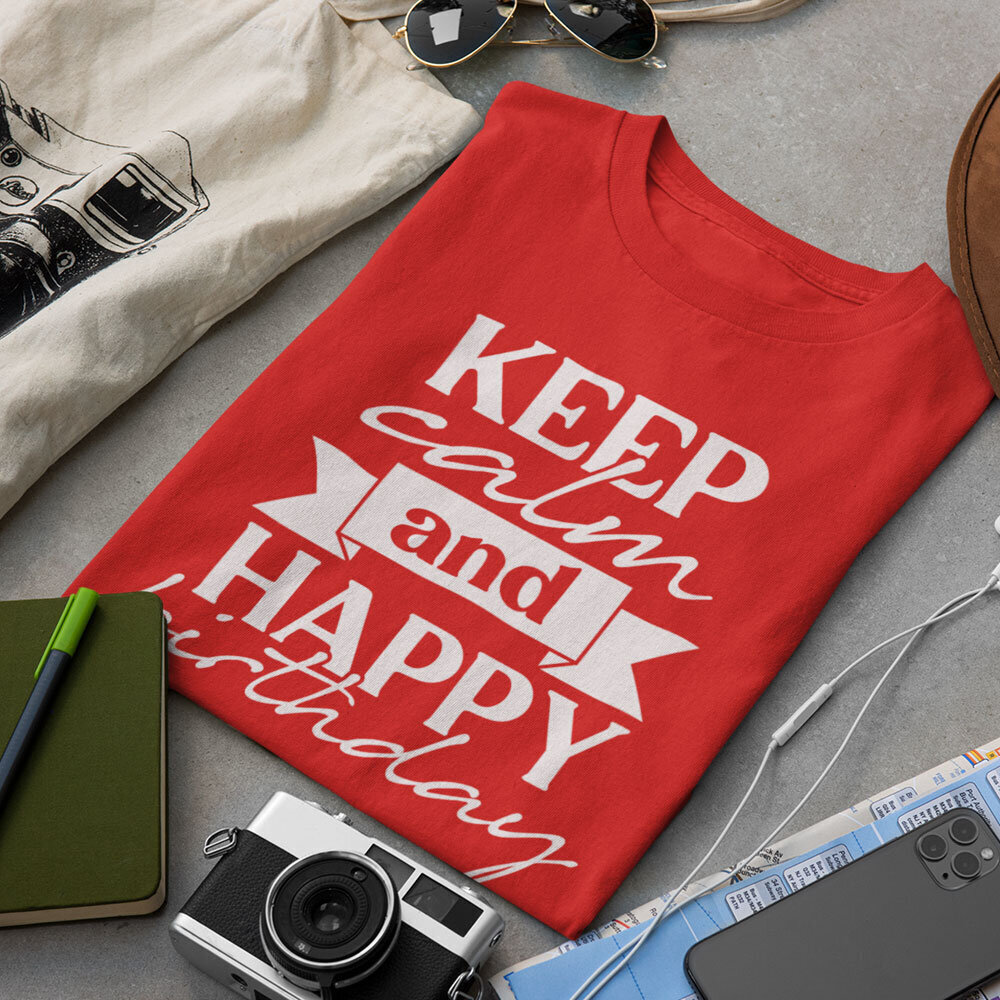 T-särk "Keep calm and happy birthday" hind ja info |  Originaalsed T-särgid | kaup24.ee