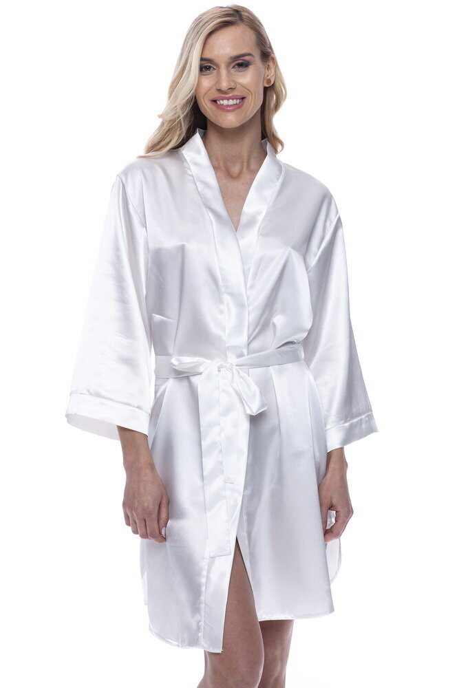 Naiste kunstsiidist hommikumantel - peignoir Jasmin 406, valge hind ja info | Naiste hommikumantlid | kaup24.ee