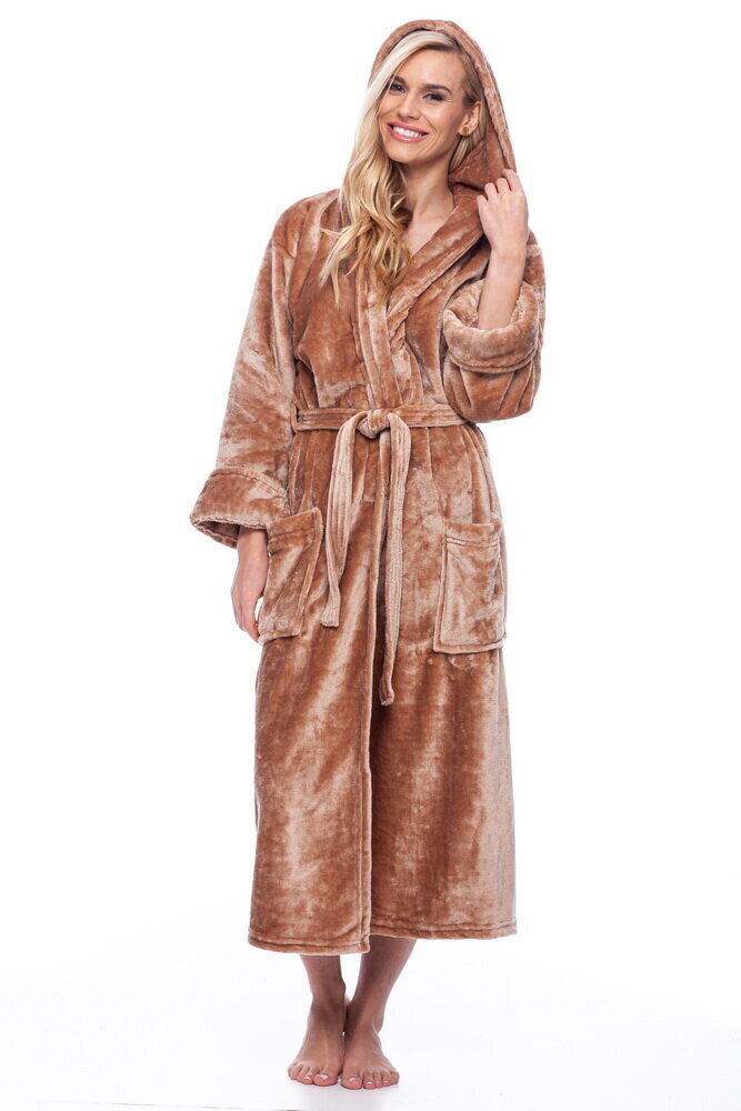 Naiste bambuskiust hommikumantel kapuutsiga, pruun hind ja info | Naiste hommikumantlid | kaup24.ee